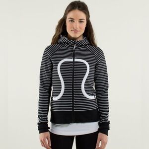 lululemon athletica Black and White Striped Full-Zip Hoodie